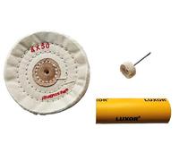 High Performance Polishing Kit, Super Finish with Orange Luxor, a Flannel Polishing Disc Diameter 21 mm and a Soft Disc Diameter 15 x 100 mm, white