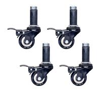 High Performance Polyurethane Swivel Casters with Brake - 4 Pack M12 x 60mm for Workbenches Carts Fur and Shelves - Round Tube Design