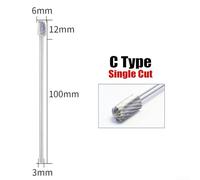 High Performance Rotary Burrs for Metal and Non Metal Grinding, Single Cut Design for Precision Work, 3mm Shank for Easy Handling (C)