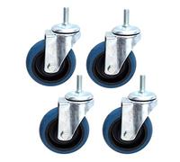 High-Performance Rubber Swivel Casters x4 Industrial Cart Wheels with Brake M12 Threaded Stem 75mm/100mm/125mm (3"/4"/5") - li Soluts
