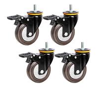 High-Performance Swivel Caster Wheels with Brake Anti-Slip Rubber M12 Threaded Stem Heavy-Duty T-Wheels for Smooth Mobility and Enhanced Control