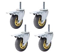 High-Performance Swivel Casters 4-Pack 360° Rotating Rubber Wheels for Industrial Carts M14x60mm with Brake Heavy-Duty Mobility Rollers Replacement Wheel 100mm Size