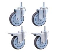 High Performance Swivel Casters M12 Thread Quiet Rubber Wheels 3 4 5 Inch 300 400 kg Capaci with Brake Universal Trolley Wheels for Fur 4 Pack (5 Inch)