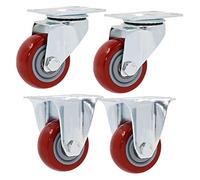 High-Performance Swivel Cs 4-Pack 75mm Polyurethane Furniture Wheels Double Bearing Rolling Cs with Mounting Plate Replacement Wheels for Tables and Furniture