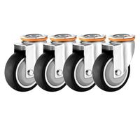 High-Performance Wheels 3/4/5 Inch 4-Pack Noise-Free Movement No Floor Marks Swivel Cs with Brakes for M12 Screws Top Hole Design (100mm/4in)