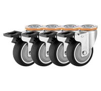 High-Performance Wheels 3/4/5 Inch 4-Pack Noise-Free No Floor Marks Swivel Cs with Brakes Compatible with M12 Screws Top Hole Design (75mm/3in)