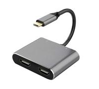 High Performances USB C Hubs Two HDMI2.0 4K Output with Power Delivery and USB3.0 Port for Office and Gaming Use