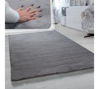 High-Pile Rug Living Room Faux Fur Soft Faux Rabbit Fur In Dark Grey