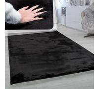 High-Pile Rug Living Room Faux Fur Super Soft Faux Rabbit Fur In Black