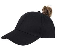 High Ponytail-Baseball Cap - Women-Messy Bun Hat-Sun Protection-Sun Hat, Black, One Size