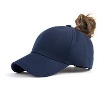 High Ponytail-Baseball Cap - Women-Messy Bun Hat-Sun Protection-Sun Hat, Navy Blue, One Size