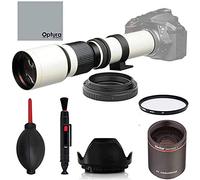 High-Power 500mm/1000mm f/8 Manual White Telephoto Lens for Sony Alpha A-Mount Alpha A99V, A99,A77,A68,A65, A58, A57, A55, A37, A35, A33, A900,A700,A580,A560,A390,A380,A290 A-Mount Digital SLR Cameras