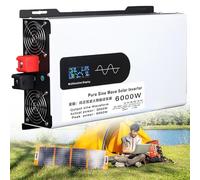 High Power 6000W Pure Sine Wave Inverter, 48V to 110V DC to AC Converter, Solar Inverter for Home & Auto, Car Transformer with Display for Trucks, 12V/24V/48V/60V/72V