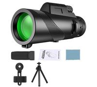 High Power 80X100 Monocular Telescope Long Range Zoom BAK4 Prism With Tripod Phone Clip For Outdoor Camping Hunting Scope(Black with tripod)