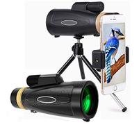 High Power BAK4 Prism & FMC HD Monocular Telescope + Smartphone Holder & Tripod, IPX7 Waterproof for Bird Watching Football Game Concert Live,18X62 Monocular Telescope -