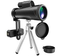 High Power Binoculars, 12x50 Monocular Telescope, Portable IPX7 Waterproof Monocular with BAK4 Prism Lens Monocular with Smartphone Adapter and Tripod for Adults Kids Bird Watching for i