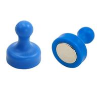 High Power Blue Skittle Magnet for Fridge, Office, Whiteboard, Noticeboard, Filing Cabinet - 19mm dia x 25mm tall - Pack of 2