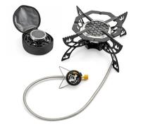 High-Power Gas Hob 6800W - Portable Mini Camping Stove with Flame Failure Safety, Foldable Outdoor Cooker for Camping, Carp Fishing, Caravanning, BBQ, and Picnics (Black And Silver)