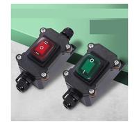 High Power Line Waterproof IP67 Ship Type Switch 20A Rocker Switch High Current Refitting and Installing Outdoor Wire Box IDGTTLDF(Double green 220V)