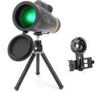 High Power Monocular Telescope 12-16x50 with BAK4 Prism Lens, Zoom Function, Smartphone Adapter, and Tripod for Bird Watching