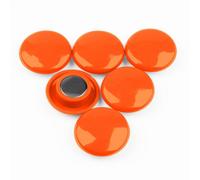 High Power Orange Planning Office Magnets For Fridge, Whiteboard, Noticeboard, Filing Cabinet - 30mm Dia X 11mm High - Pack Of 6