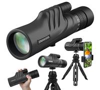 High Power Prism Monocular Telescope with Low Night Vision, 10-30X42 HD Zoom Waterproof Pocket Compact Monoculars for Adults Bird Watching Traveling Hiking-with Smart Phone Adapter Tripod