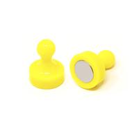 High Power Yellow Skittle Magnet For Fridge, Office, Whiteboard, Noticeboard, Filing Cabinet - 19mm Dia X 25mm Tall - Pack Of 2