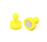 High Power Yellow Skittle Magnet for Fridge, Office, Whiteboard, Noticeboard, Filing Cabinet - 19mm dia x 25mm tall - Pack of 2