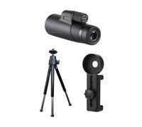 High Powered Monocular Telescope with Smartphone Adapter for Stargazing Bird Watching and Outdoor Travel Camping Hiking Adventures (Black, 5X15cm)