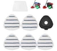 High-PQ Flat Mop Head Replacements, Microfiber Mopping Pads Refills, 5-Pack Spin Mop Pads + 1 Plastic Pad &1 Scrape for Floor, Wall & Ceiling Cleaning - Fits EasyWring & RinseClean Systems