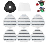 High-PQ Flat Mop Head Replacements, Microfiber Mopping Pads Refills, 6-Pack Spin Mop Pads + 1 Plastic Pad &1 Scrape for Floor, Wall & Ceiling Cleaning - Fits EasyWring & RinseClean Systems