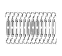 High-PQ Stainless Steel Turnbuckle Tensioner, Heavy Duty Turnbuckles, Hook and Hook Turnbuckle for Cable Tent Installation Sun Shade Gardening Decoration（M4,12PCS）