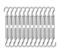 High-PQ Stainless Steel Turnbuckle Tensioner, Heavy Duty Turnbuckles, Hook and Hook Turnbuckle for Cable Tent Installation Sun Shade Gardening Decoration（M8,12PCS）