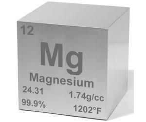 High-Precision 1" Magnesium Density Cube - 99.9% Pure Element for Chemistry - Periodic Table Design for Scientific Collection, Education, & Gifting by Heavenly Metals