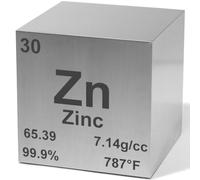 High-Precision 1" Zinc Density Cube - 99.9% Pure Element for Chemistry - Periodic Table Design for Scientific Collection, Education, & Gifting by Heavenly Metals