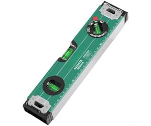 High Precision Spirit Level Aluminium Magnetic - Adjustable Level for Gradient Indicator - Sturdy Measuring Scale with Slip Stop - Ideal for Mounting - 30 cm Tool (300 mm)