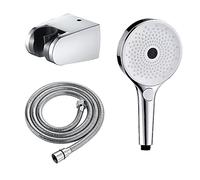 High Pressure ABS Hand Held Showerhead with ABS Shower Holder, Multifunction Handheld Shower Head Set Round Hand Shower Head,Black