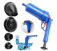 High-Pressure Air Drain Blaster Gun Manual Plunger for Quick Clog Removal in Sinks Toilets Showers Bathtubs & Kitchen Pipes (Blue)