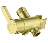 High Pressure All-Metal 3-Way Shower Diverter Valve with Handheld Shower Holder, G1/2 Shower Head Splitter, Shower Arm Diverter Bathroom Universal Shower System Replacement Part (Gold)