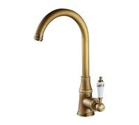 High-Pressure Antique Kitchen Faucet, 360° Swivel Ceramic Handle Mixer Tap, Brushed Nickel Finish, Country Style Sink Faucet for Home and Restaurant Use