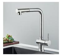 High Pressure Black Pull Out Kitchen Sink Faucet with Dual Spray Nozzle Stainless Steel Hot & Cold Water Mixer Tap Brushed el h Modern Design