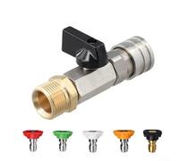 High pressure cleaning switch with 14 quick connector and M22 14mm pipe compatible with multiple cleaning machine hoses for precise water control (Stainless steel five)
