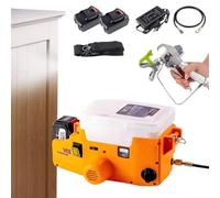 High Pressure Cordless Wall Spray Gun, Backpack Handheld Airless Paint Sprayer with 2 Batteries, 6 Speed Adjustable, Electric Furniture Wall Spraying Tool for Car Body Floor(Orange)