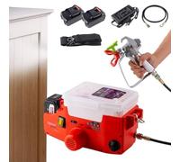 High Pressure Cordless Wall Spray Gun, Backpack Handheld Airless Paint Sprayer with 2 Batteries, 6 Speed Adjustable, Electric Furniture Wall Spraying Tool for Car Body Floor(Orange)