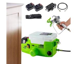 High Pressure Cordless Wall Spray Gun, Backpack Handheld Airless Paint Sprayer with 2 Batteries, 6 Speed Adjustable, Electric Furniture Wall Spraying Tool for Car Body Floor(Orange)