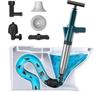 High Pressure Drain Blaster Plunger Kit, Multi Nozzle Sink Toilet