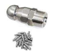 High Pressure Fan Nozzle, Sewer Jet Nozzles Kit Stainless Steel 1 Front Hole with 3 Or 6 Back Holes Multiple Pack Sizes(1 Hole in Front/6 Holes in Back M22mm*14mm,2pcs)