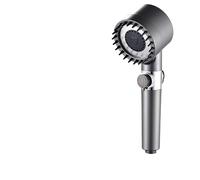 High Pressure Filtered Handheld Shower Head - Round Wall-Mounted 5 Modes Bathroom Showerhead (Gray + Filter Cotton + 1.5m Drill-Free H)