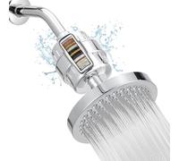 High Pressure Filtered Shower Head Set, 6’’ Rain Shower Filter for Hard Water, Universal Round Showerhead 20 Stage Filtration Removes Impurities for Rejuvenated Skin by Eolax, Chrome