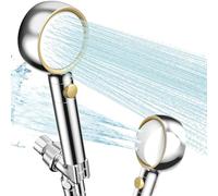 High Pressure Filtered Shower Head with Handheld Shower Head with 360° Swivel Panel, 5 Spray Modes, Anti-Clogging Nozzles, Hard Water Filter, 150cm Stainless Steel Hose and Adjustable Bracket